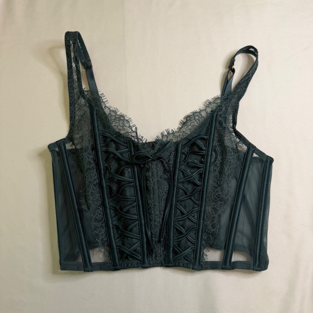 Victorias Secret Dream Angels Lace Corset Top Green XS Coquette Girl